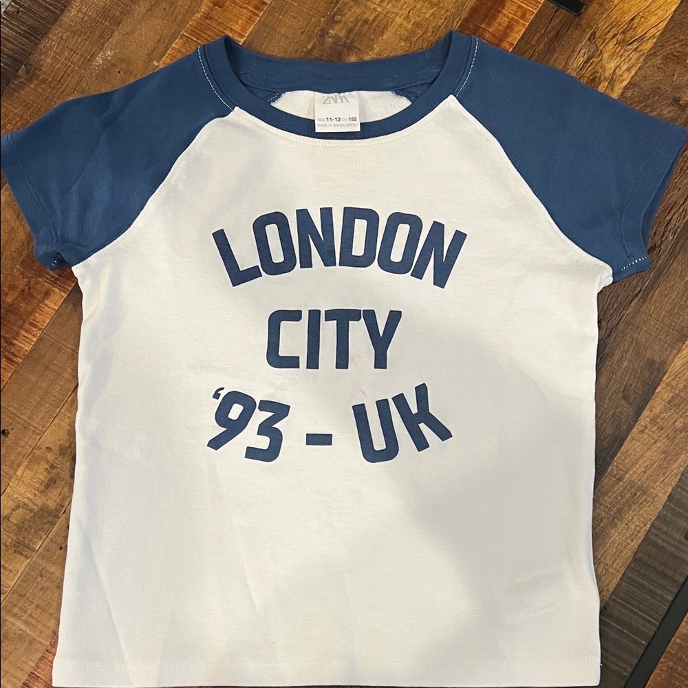 Zara Blue and White Kids Tee with London Print
